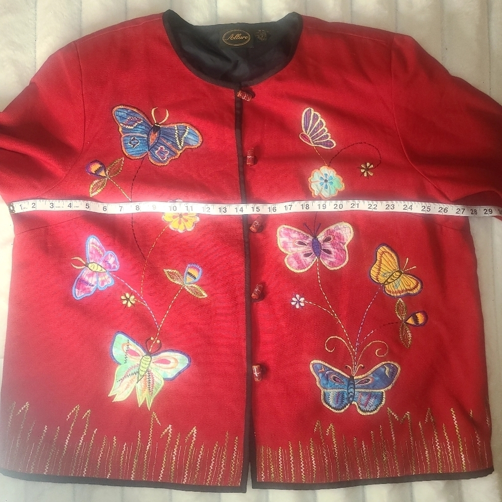 Red Embroidered Butterfly Jacket - Picture 9 of 13